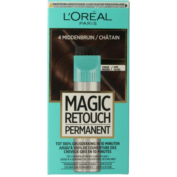 Magic Retouch Permanente haarkleuring nr 4 middenbruin 1 st
