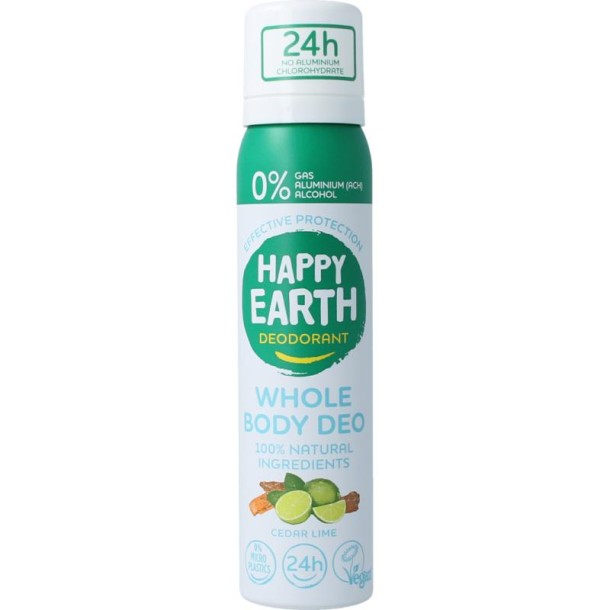 Happy Earth Deodorant bodyspray cedar lime 100 ml