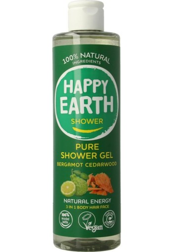 Happy Earth Douchegel bergamot cedarwood 300 ml