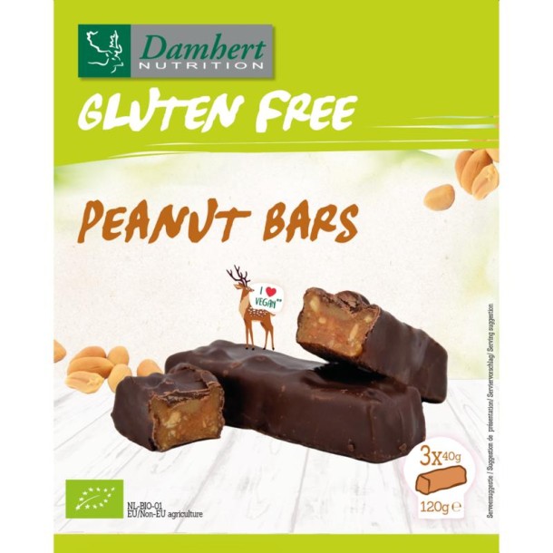 Damhert Peanut bars glutenvrij bio (120 Gram)