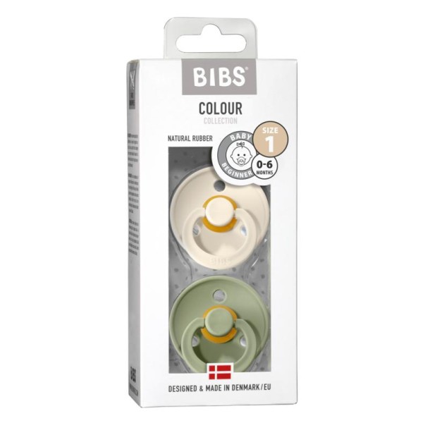Bibs Fopspeen maat 1 ivory/sage 2 pack (2 Stuks)