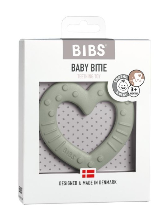 Bibs Baby bitie heart sage (1 Stuks)