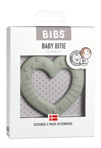 Bibs Baby bitie heart sage (1 Stuks)