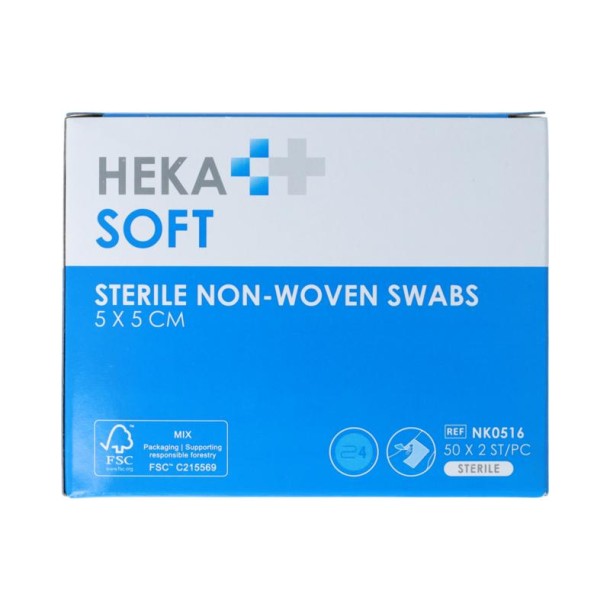Heka Soft Non-woven drainkompres 5 x 5cm steriel swabs (100 Stuks)