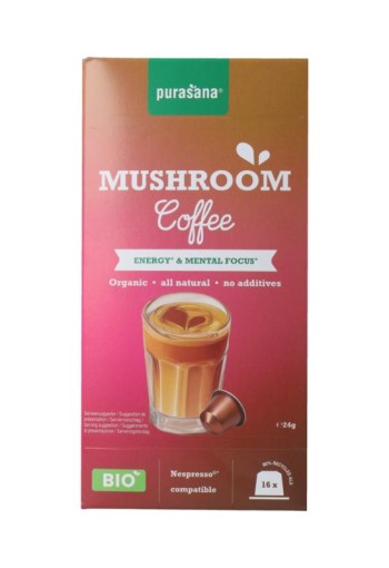 Purasana Purasana Instant Mushroom Koffie Capsules BIO (16 Capsules)