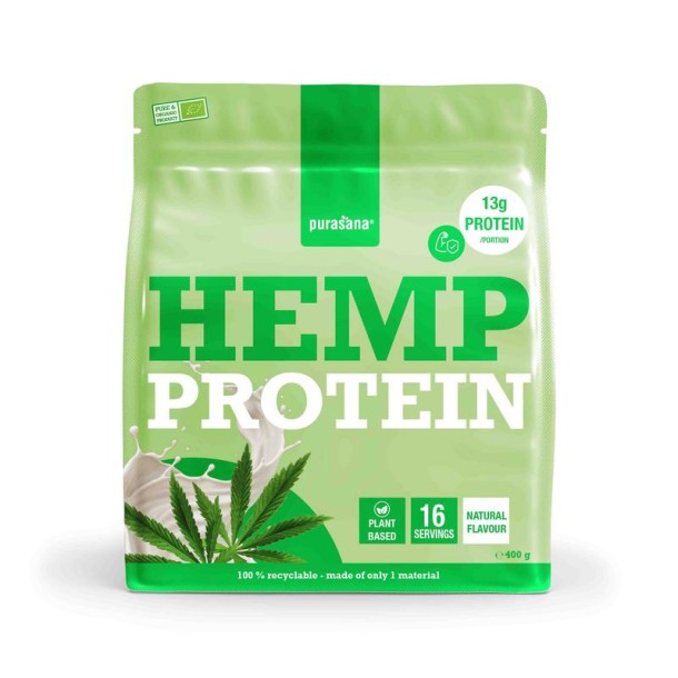 Purasana Plant protein hennep natuurlijk bio (400 Gram)