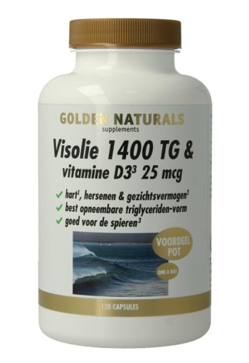 Golden Naturals Visolie 1400 TG vitamine D3 (120 Softgels)