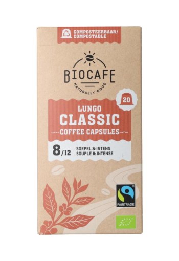 Biocafe Koffiecapsules Lungo bio (20 Stuks)