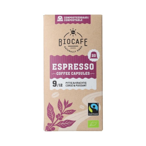 Biocafe Koffiecapcules espresso (20 Stuks)