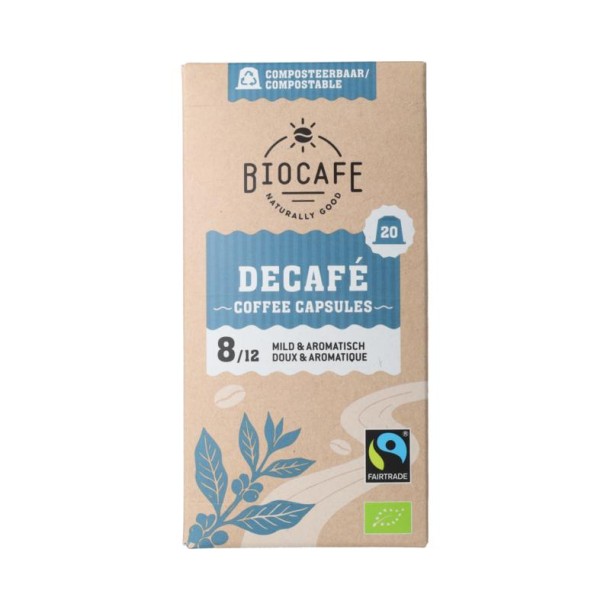 Biocafe Koffiecapsules decafe bio (20 Stuks)