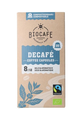 Biocafe Koffiecapsules decafe bio (20 Stuks)