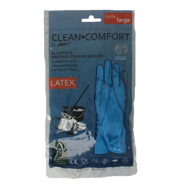 CLEAN-COMFORT Huishoudhandschoen blauw maat L (1 Paar)