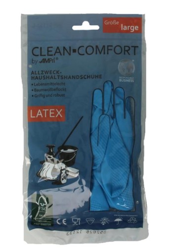 CLEAN-COMFORT Huishoudhandschoen blauw maat L (1 Paar)