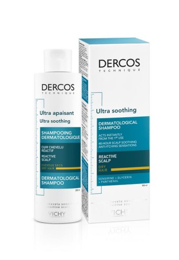 Vichy Dercos ultra kalmerende shampoo droog haar (200 Milliliter)