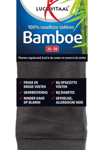 Lucovitaal Bamboe sok lang antraciet maat 35-38 (1 Paar)