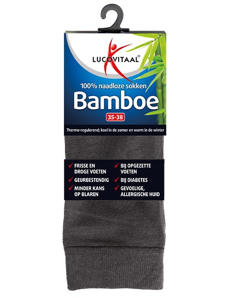 Lucovitaal Bamboe sok lang antraciet  maat 39-42 (1 Paar)