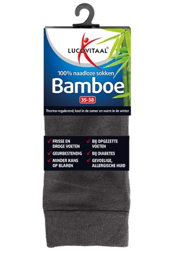 Lucovitaal Bamboe sok lang antraciet maat 39-42 (1 Paar)
