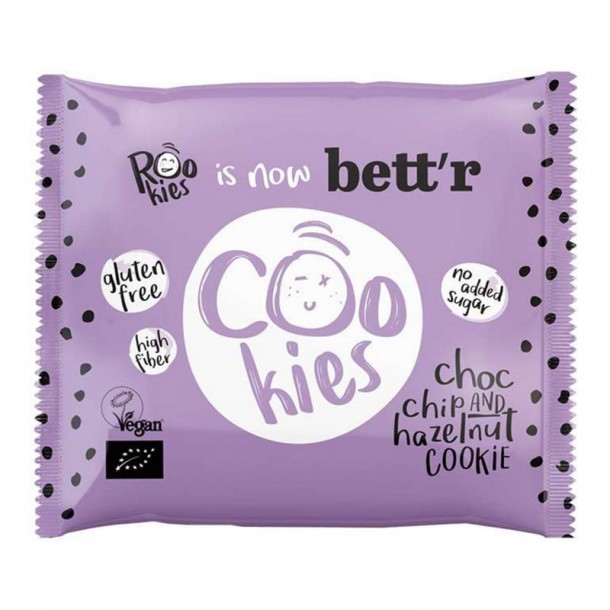 Rookies Cookie choc chip & hazelnut glutenvrij bio (40 Gram)