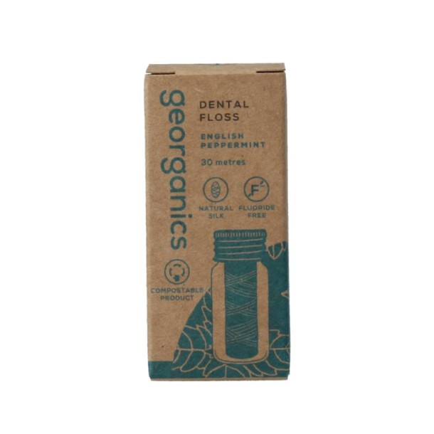 Georganics Dental floss english peppermint 30 meter (1 Stuks)