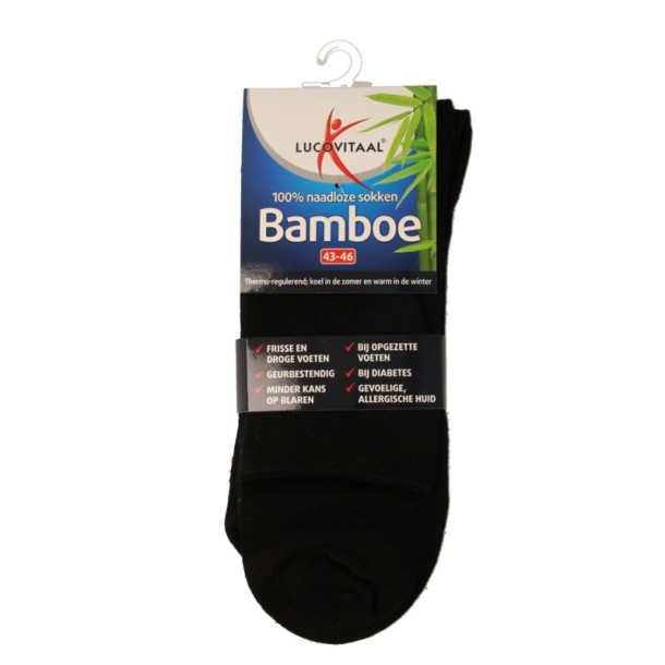 Lucovitaal Bamboe sok lang zwart 43-46 (1 paar)