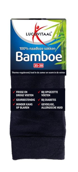 Lucovitaal Bamboe sok lang blauw 35-38 (1 paar)