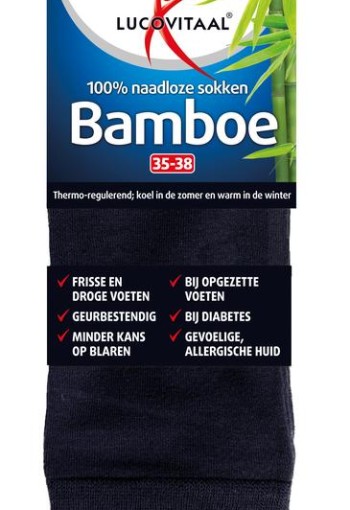 Lucovitaal Bamboe sok lang blauw 35-38 (1 paar)