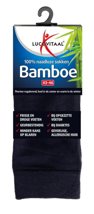 Lucovitaal Bamboe sok lang blauw 43-46 (1 paar)