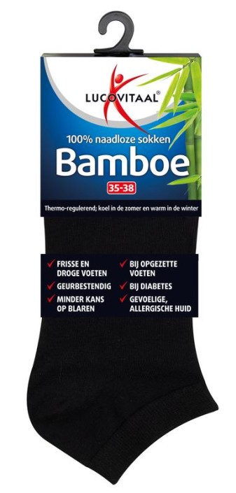 Lucovitaal Bamboe enkelsok zwart 35-38 (1 paar)