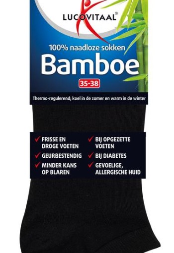 Lucovitaal Bamboe enkelsok zwart 35-38 (1 paar)