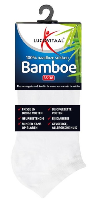 Lucovitaal Bamboe enkelsok wit 35-38 (1 paar)
