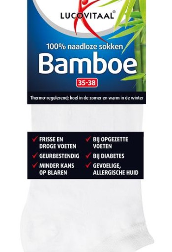 Lucovitaal Bamboe enkelsok wit 35-38 (1 paar)