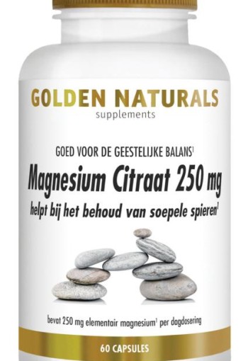 Golden Naturals Magnesium citraat 250mg (60 Vegetarische capsules)