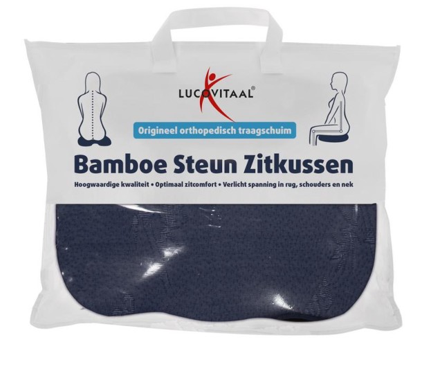 Lucovitaal Bamboe steun zitkussen blauw (1 Stuks)
