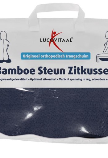 Lucovitaal Bamboe steun zitkussen blauw (1 Stuks)