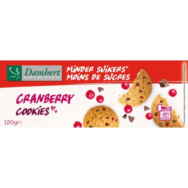 Damhert Cranberry cookies minder suiker (120 Gram)