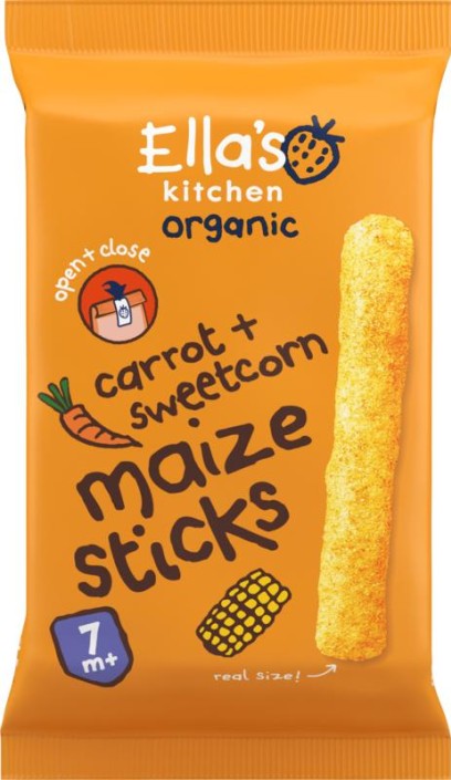 Ella's Kitchen Maize sticks carrot sweetcorn 7+ maanden bio (16 Gram)