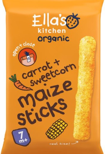 Ella's Kitchen Maize sticks carrot sweetcorn 7+ maanden bio (16 Gram)