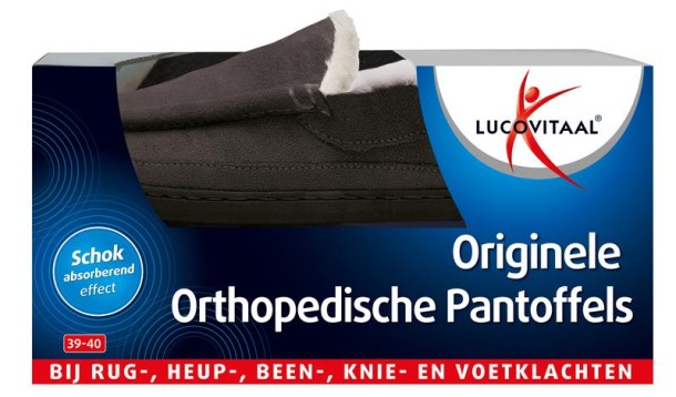 Lucovitaal Orthopedische pantoffels antraciet maat 39-40 (1 Paar)