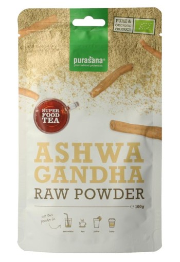 Purasana Ashwagandha poeder vegan bio (100 Gram)