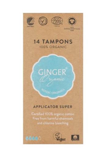 Ginger Organic Tampon super met applicator (12 Stuks)