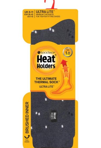 Heat Holders Mens ultra lite socks micro maat 6-11 charcoal (1 Paar)