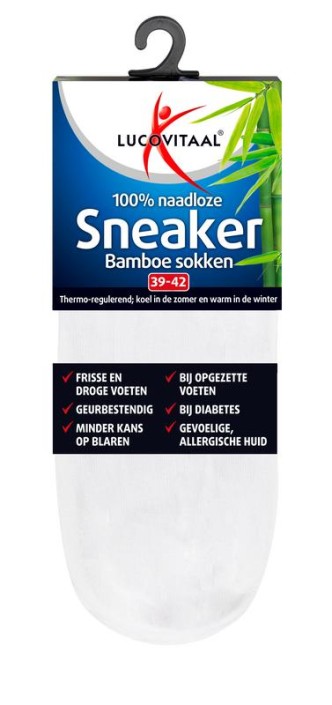 Lucovitaal Bamboe sneakersok wit maat 39-42 (1 Paar)