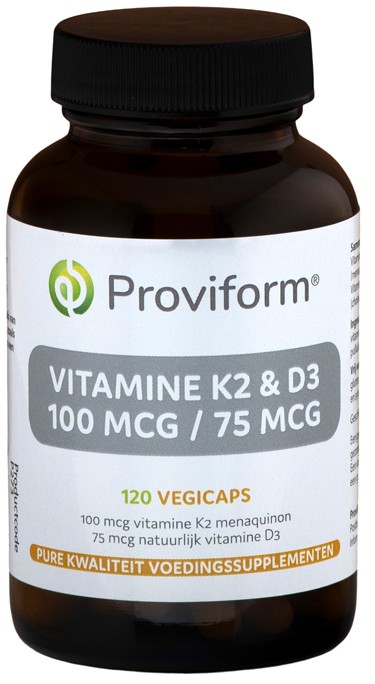 Proviform Vitamine K2 100mcg & D3 75mcg (120 Vegetarische capsules)