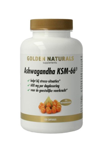Golden Naturals Ashwagandha KSM-66 (120 Vegetarische capsules)
