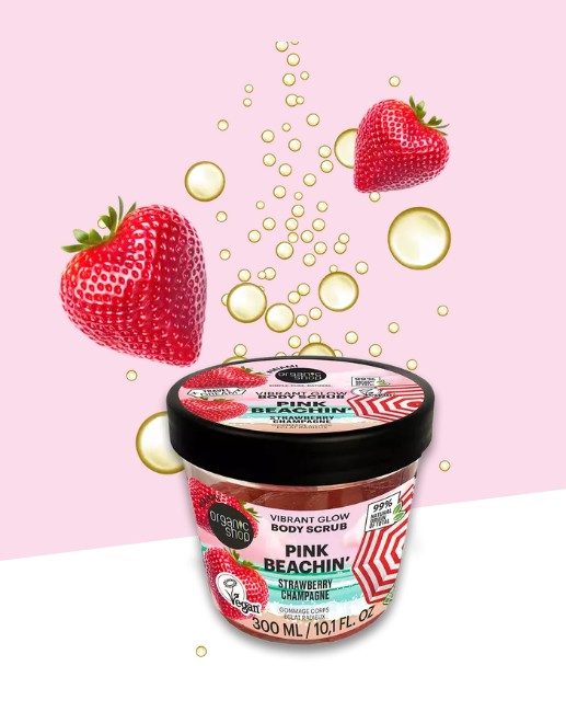 Organic Shop Pink Beachin B-Scrub Vibrant Glow Strawberry 300 ML