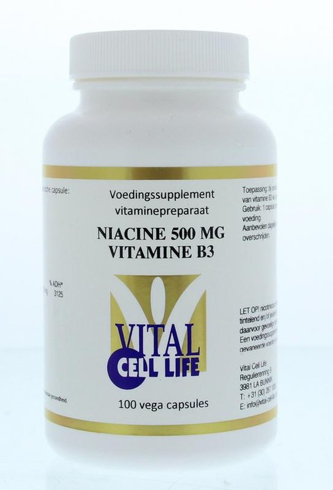 Vital Cell Life Vitamine B3 niacine 500mg (100 Capsules)