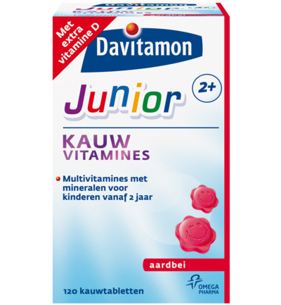 Davitamon Junior 2+ Kauwvitamine Aardbei 120kt