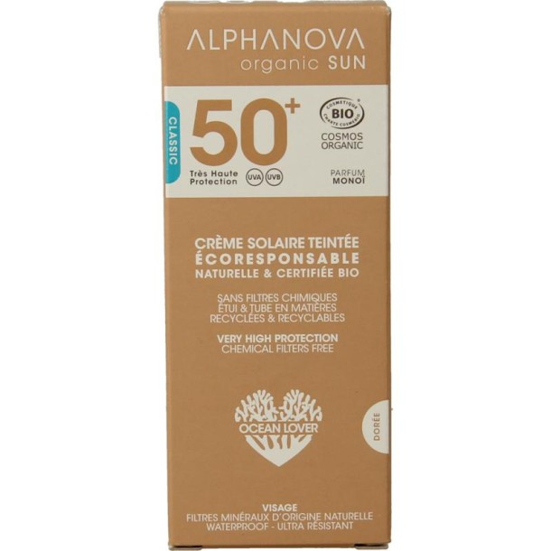 Alphanova Sun Sun bio tinted sunscreen cream golden SPF50+ (50 Gram)