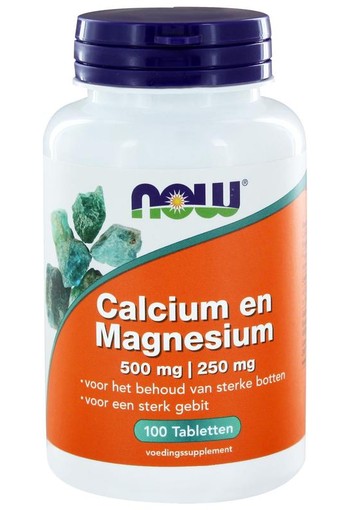 NOW Calcium 500mg en magnesium 250mg (100 Tabletten)