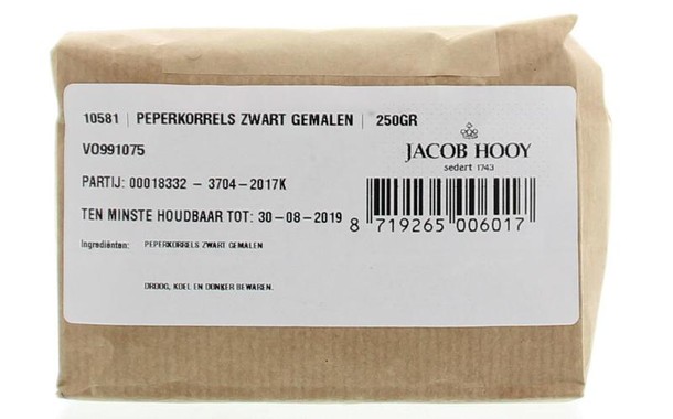 Jacob Hooy Peper zwart gemalen (250 Gram)
